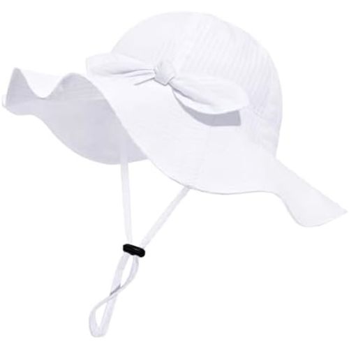 Baby Girl Sun Hat with UPF 50+ Outdoor Adjustable Beach Hat with Wide Brim Bucket Hats