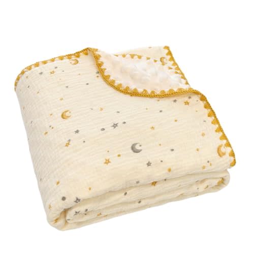 Gunnaicat Baby Neutral Muslin Thick Blanket Double Layer Soft Crib Bedding 40x40 inch Throw Blanket Stars Design