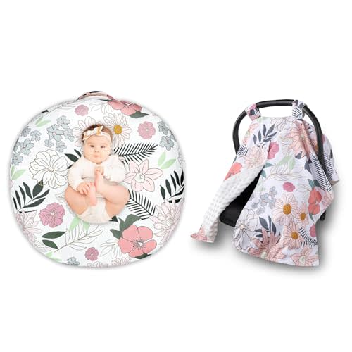 Car Seat Cover Baby, Infant Car Seat Canopy Covers for Newborn Girls Boys,Nursing Pillow Cover for Baby, Breastfeeding Pillow Cover, Stretchy Removable Feeding Pillow Case