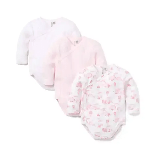 Baby Pink Blossom, Light Pink Animal Friends Toile And Jet Ivory Stripe Baby Wrap Bodysuit 3-Pack by Janie and Jack