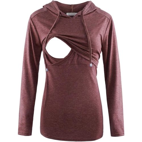 GINKANA Women's Nursing Hoodie Sweatshirt Long Sleeves Breastfeeding Maternity Tops Casual Clothes