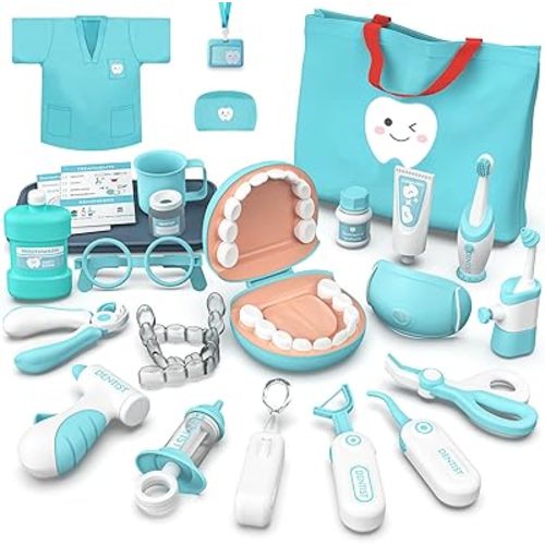 Kit de dentiste pour enfants – Kit de médecin, cadeaux pour filles de 3 à 4 ans, jeu de simulation pour dents et jouets dentaires pour garçons, enfants, tout-petits de 2 à 4 ans