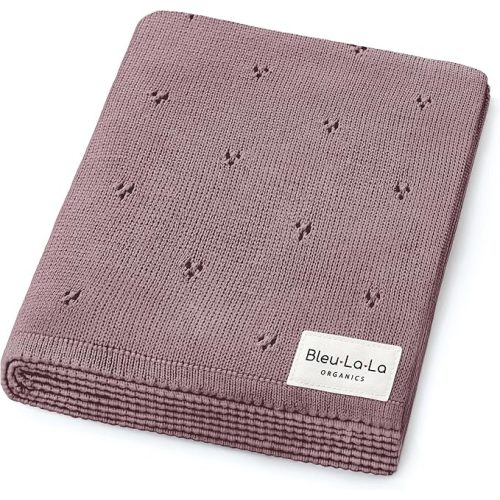 100% Luxury Organic Cotton Pointelle Knit Baby Quilt Blanket – Refined Lightweight Heirloom Nursery Essential (Pointelle - Sugar Plum)