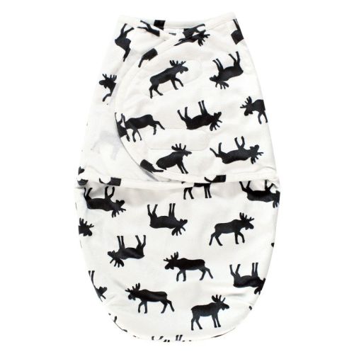 Hudson Baby Infant Boy Plush Faux Fur Swaddle Wrap, Moose, 0-3 Months