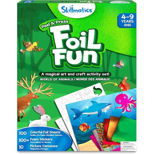 Skillmatics Foil Fun - Animals, No Mess Art for Kids, Travel Toys, Craft Kits, DIY Creative Activity, Gifts for Boys & Girls Ages 4, 5, 6, 7, 8, 9