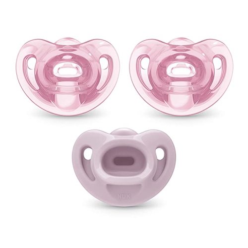NUK Comfy Orthodontic Pacifiers, 0-6 Months, 3 count (Pack of 1) - Pink Assorted