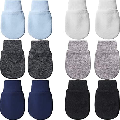Geyoga 6 Pairs Newborn Baby Mittens No Scratch Gloves Infant Toddler Anti Scratch Essentials Unisex for 3-9 Months Girls Boys