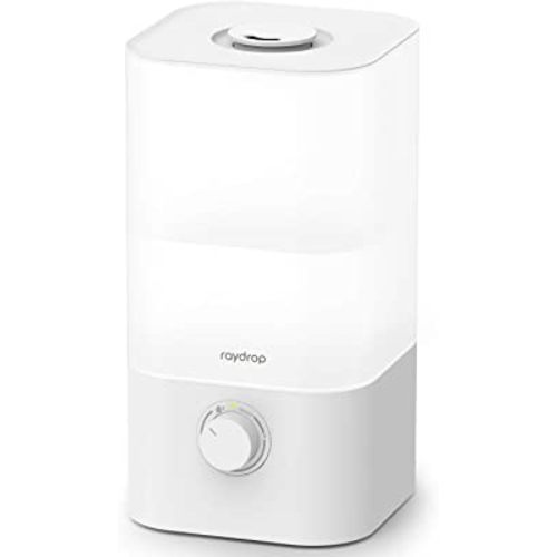 raydrop Cool Mist Humidifier Diffuser, 2.5L Essential Oil Diffuser, Top Fill Humidifier for Bedroom, Home and Office, Baby Humidifier with Adjustable Mist Output, Dial Knob, Auto Shut Off (White)
