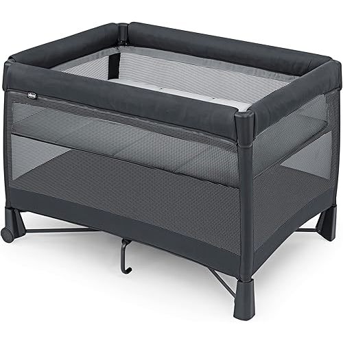Chicco Dash Instant Setup Play Yard, Portable Crib with Removable Bassinet, Playpen for Babies and Toddlers | Charcoal/Grey