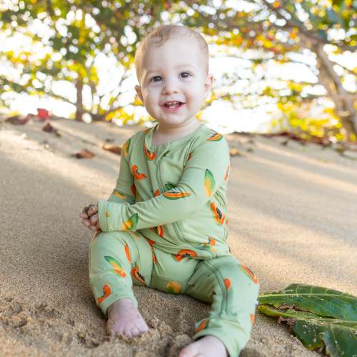 Zippered Romper in Papaya