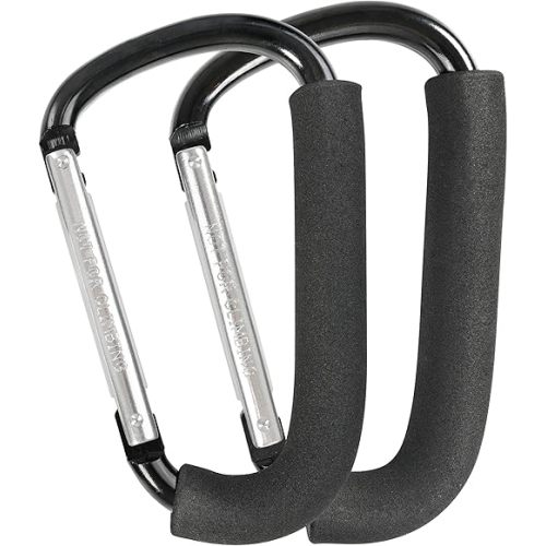 Stroller Hooks, 6.3" Large Stroller Clip, 2 Pack Stroller Hooks for Hanging Bags and Shopping, Stroller Accessories for Mommy, Large Carabiner