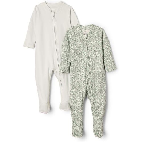 Amazon Essentials x Sofia Grainge Unisex Babies' Cotton Footed Sleep and Play Bodysuit, Pack of 2