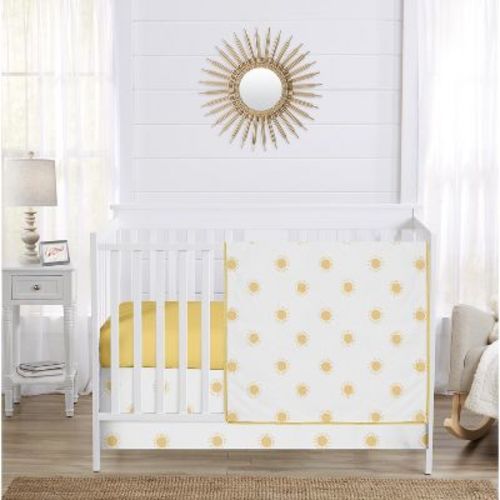 Sweet Jojo Designs Boy, Girl, Unisex/Gender Neutral 3pc Baby Crib Bedding Set Boho Sun White and Mustard Yellow