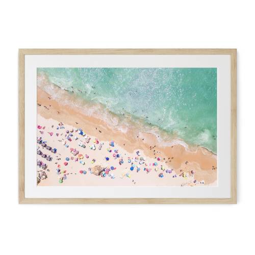 Pastel Beach FRAMED Wall Art, Modern Large Poster, Aerial Beach Photography Framed
