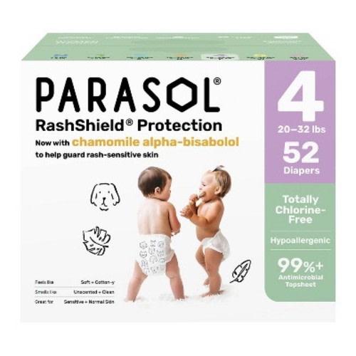 Parasol Chlorine-Free Diapers with RashShield Protection - Size 4 - 52ct