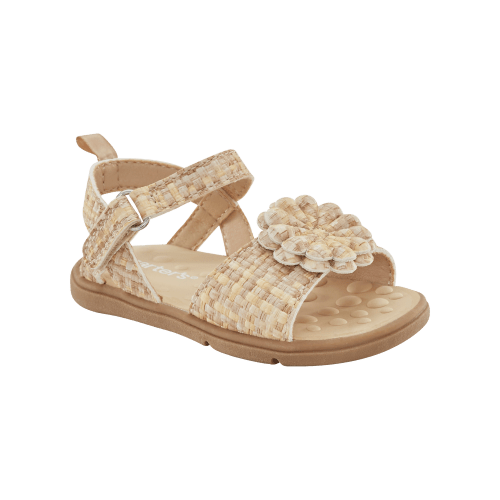 Baby  Every Step® First Walker Woven Flower Accent Sandals - Beige - Carter's | Carter's