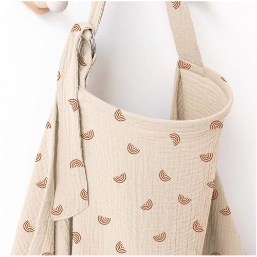Muslin Nursing Covers for Breastfeeding, Privacy Breast Feeding Cover with Arch Neckline for Mom and Baby, Breathable 100% Cotton Nursing Apron Multi-use Stroller Cover