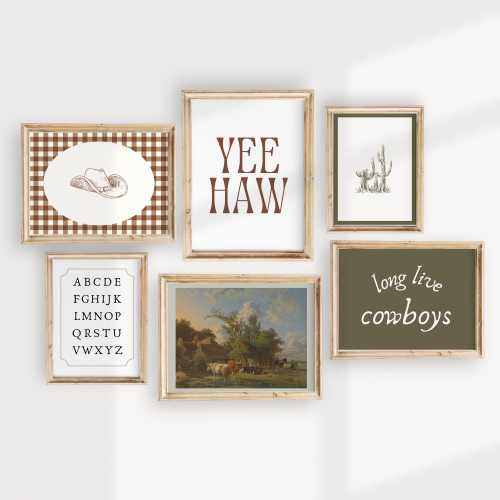 Cowboy Nursery Prints, Set of 6 Gallery Wall Art, Baby Boy Western Nursery, Wild West Nursery, Western Decor