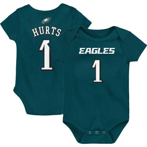 Newborn & Infant Jalen Hurts Green Philadelphia Eagles Mainliner Player Name & Number Bodysuit