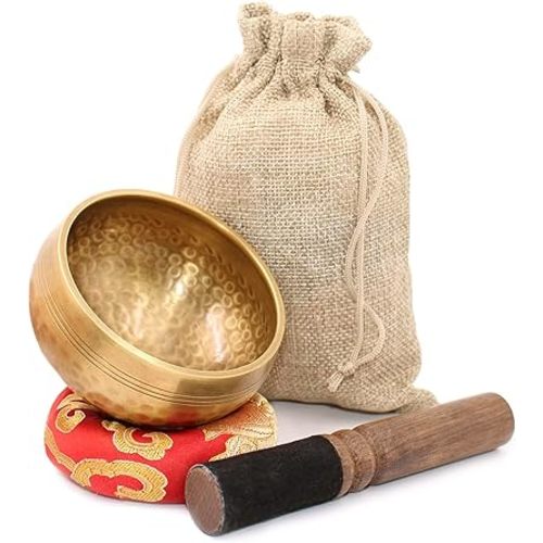 Tibetan Singing Bowls Set, Singing Bowls, Meditation Sound Bowl Handcrafted in Nepal, For Yoga, Meditation, Mindfulness, Healing & Chakra balancing