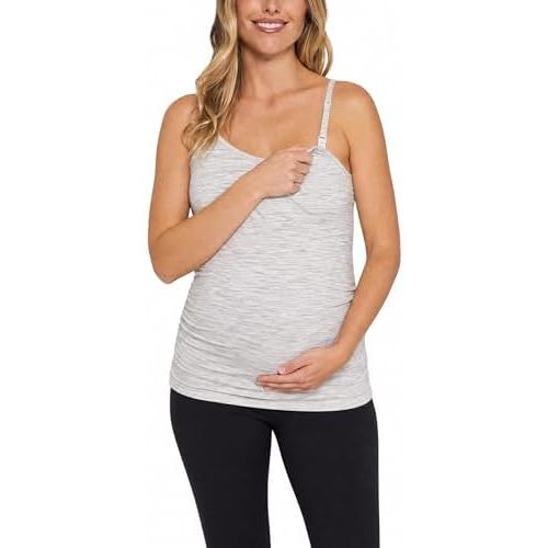 Motherhood Maternity Women's Clip Down Nursing Tank Top Cami with Adjustable Straps and Built-in Shelf Bra for Breastfeeding
