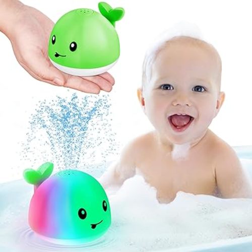 Gigilli Baby Bath Toys, Light Up Bath Toys for Kids 1-3 Babies 6-12 12-18 Months, Whale Sprinkler Spray Water Pool Bathtub Toys Toddlers Infant 1 2 3 4 5, Baby Shower Newborn Easter Gifts