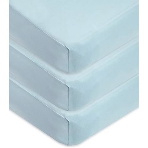American Baby Company 3 Pack Fitted Crib Sheets 28" x 52", Soft Breathable Neutral 100% Cotton Jersey Sheet, Blue, for Boys and Girls, Fits Crib and Toddler Bed mattresses
