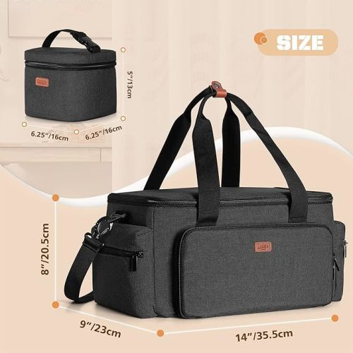 Luxja Breast Pump Bag with Cooler Bag Compatible with Spectra S1 and S2, Pumping Bag for Breast Pump and Extra Parts (Suitable for Home, Work or Travel Use), Black