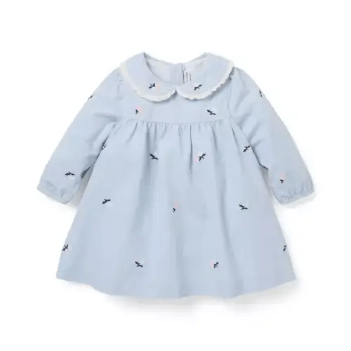 Baby Space Blue Baby Embroidered Floral Corduroy Dress by Janie and Jack