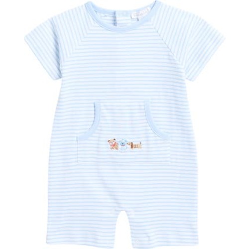 Dog Stripe Pima Cotton Romper, 0-3M