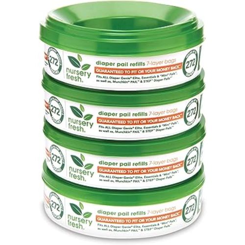Nursery Fresh Refill compatible with Munchkin® Diaper Pails, 1088 Count (Pack of 4)