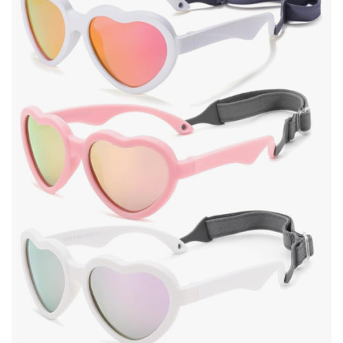 COASION Baby's First Sunglasses with Strap, Unbreakable Polarized Newborn Infant Heart Sunglasses for Ages 0-24 Months