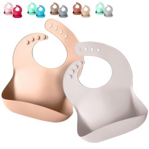 Sperric Silicone Baby Bibs, Color: Rose quartz & sand