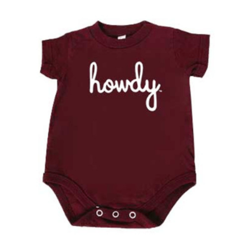 Howdy Script Onesie - Maroon