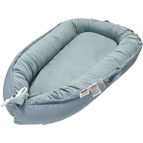 Baby Nest Lounger, Newborn Lounger for 0-24 Months, 100% Cotton Soft Adjustable Infant Lounger Baby Floor Seat for Travel, Co Sleeper for Girls Boys in Bed(Green)