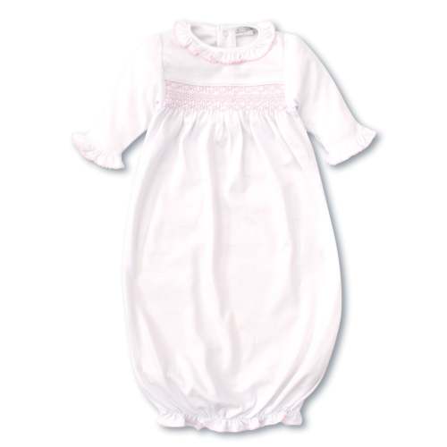Hand Smocked CLB Charmed White/Pink Sack Gown
