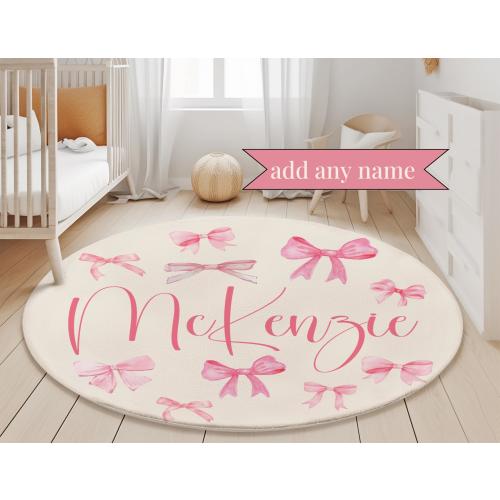 Custom Bow Decor Nursery Rug Girl Room Decor Bow Rug Personalized Baby Girl Room Ideas for Baby Shower Bow Theme Nursery Coquette Bow Pink