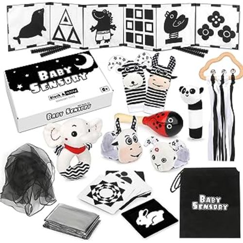 Joyreal Black and White High Contrast Baby Toys for 0 1 2 3 Months Newborn, Sensory Toys for Babies 0-6 Months with Black and White Cards for Brain Development, Montessori Toys for Infants Baby Gifts