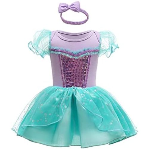 Dressy Daisy Infant Baby Girl Princess Dress Romper Tulle Tutu Fancy Birthday Halloween Bodysuit Outfit with Headband