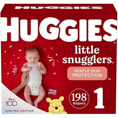 Baby Diapers Size 1 (8-14 lbs), 198ct, Huggies Little Snugglers Newborn Diapers