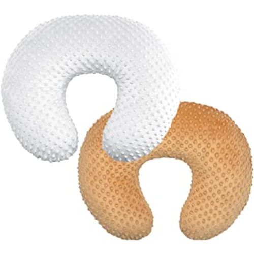 OWLOWLA 2Pack Nursing Pillow Cover White&Caramel Nursing Pillow Covers Set Breastfeeding Pillow Slipcover Fits Naked Nursing Pillow for Baby Boy Girl(White/Caramel)