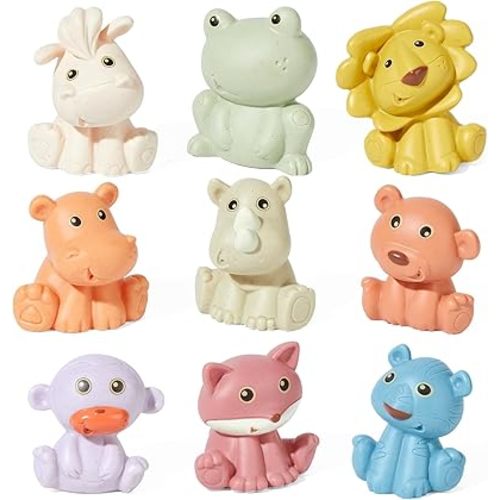 Baby Bath Toys for Babies 6-12 Months 9 Pack No Hole Wildlife Animal Mold Free Bath Toys Safe and Non Toxic Water Play Kids Preschool Education Toy Learning Skills for Bathroom