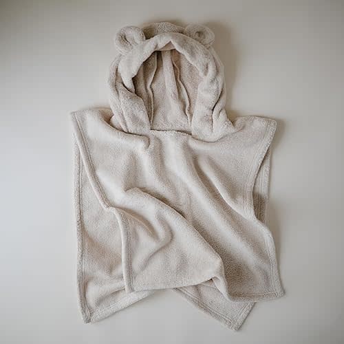 mushie Poncho Towel for Toddlers and Kids (Fog) | Organic Terry Cotton | Ages 1-3 Years