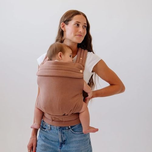 Mabē Monarch Ergonomic Baby Carrier – Premium Cotton Soft Structured Newborn to Toddler Carrier with Hip-Healthy Design, 3 Carry Positions (7-35lbs), Lightweight & Breathable, (Mocha)