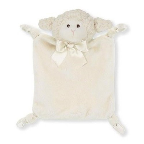 Bearington Baby Wee Lamby, 8 x 7 Inch Small Lamb Stuffed Animal, Security Blanket Baby Lovey, Baptism Gift