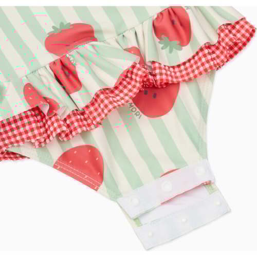 Strawberry and Green Stripe Frill Long Sleeve Swimsuit - MORI | Maisonette