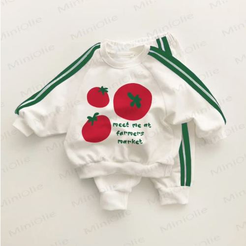 MEET ME AT FARMERS MARKET Baby Toddler Green Striped 2-piece Set