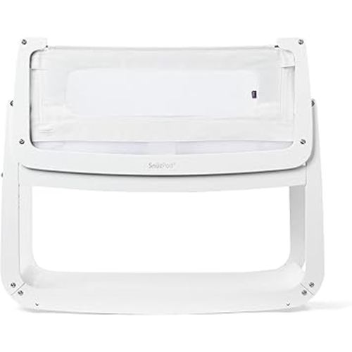 SnuzPod 4 Rocking Baby Bassinet Bedside Sleeper - Lightweight, Portable Bedside Bassinet, Lift Off Crib, Zip Down Wall, 3D Breathable Mattress, 6 Height Settings and Comfort Incline Mode, White