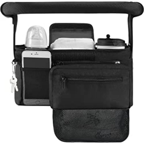 Momcozy Stroller Organizer, with 2 Non-Slip Stickers and 2 Large Capacity and Detachable Mesh Bags, Fits All Strollers Like Britax, Uppababy, Baby Jogger Stroller