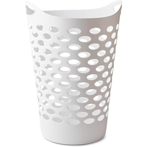 Tall Flex Laundry Basket Plastic Hamper for Clothes, Bedroom, and Storage with Handles 17.75" x 17.25" x 26", White